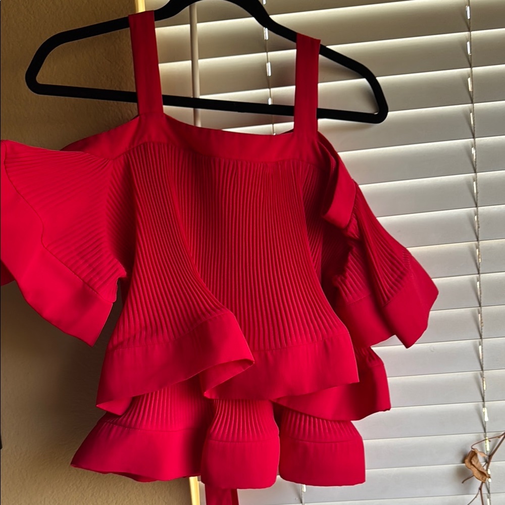 Elegant Red Ruffle Top